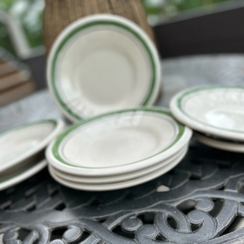 4 Vintage Mid Century Rimmed Pasta Salad or Soup 9 inch Bowls